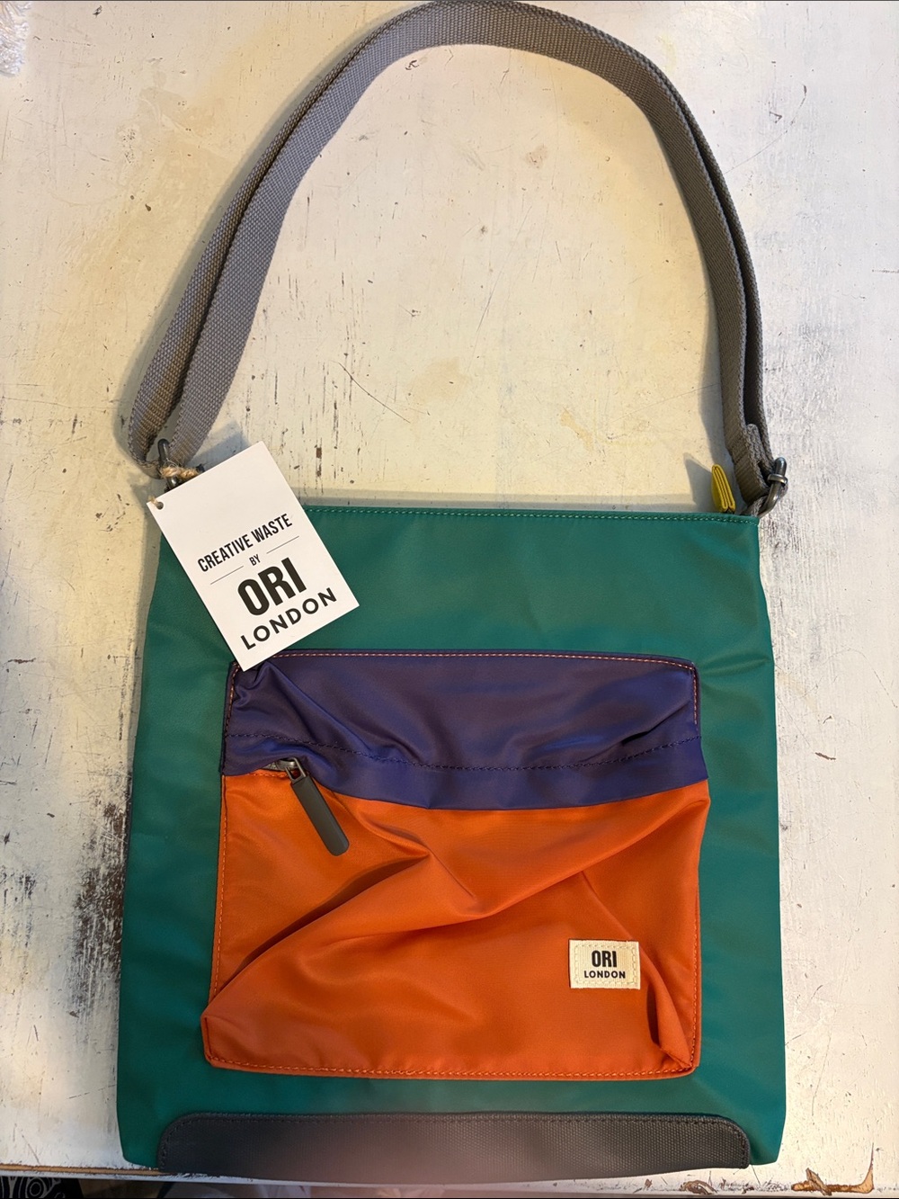 NWT ORI London Teal, Orange & Purple Colorblock Shoulder bag.